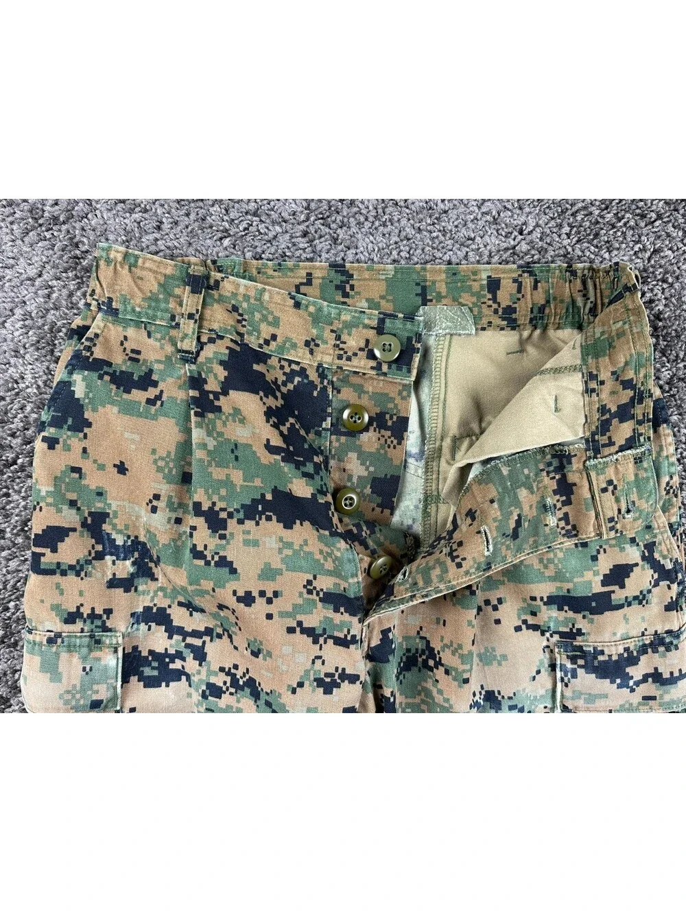 USMC Woodland MARPAT Combat Utility Pants Long Military Cargo Trousers Sz Small